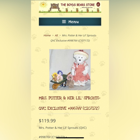 Boyd’s Bear Collection-MRS. POTTER & HER LIL' SPROUTS-QVC EXCLUSIVE #99876V - Picture 10 of 12